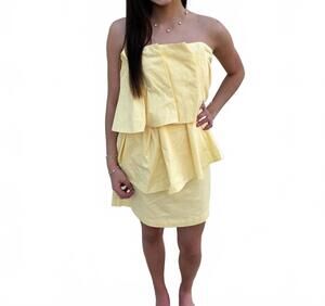 NEW HEYSON origami corset bodice strapless mini dress in yellow